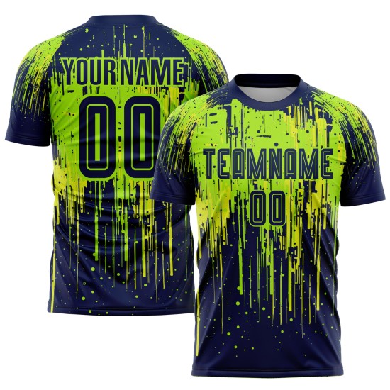 Gelb Neon Uniform Navy-Neon Grün Jersey Fußball Custom Sublimation