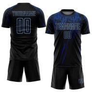 Blue-Royal Fußball Custom Jersey Sublimation Uniform Hellschwarz