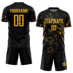 Gold-Royal Uniform Fußball Sublimation Kunst Schwarz Fragment Jersey Custom Abstrakt
