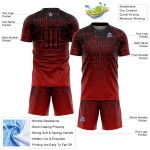 Benutzerdefinierte Jersey Linien Rot Fußball Sublimation Schwarz Uniform