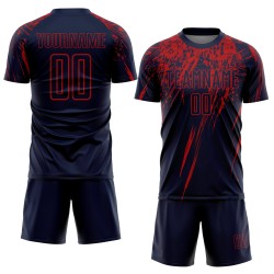 Uniform Sublimation Custom Fußball Rot Navy Trikot