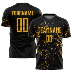 Gold-Royal Uniform Fußball Sublimation Kunst Schwarz Fragment Jersey Custom Abstrakt