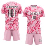 Benutzerdefinierte geometrische Sublimation Uniform Jersey Licht Fußball Muster Schwarz-Pink Abstrakt Rosa