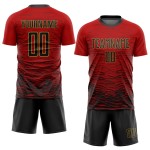 Rot Fußball Sublimation Custom Jersey Uniform Gold Schwarz-Old