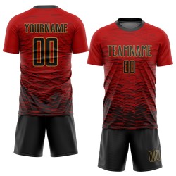 Rot Fußball Sublimation Custom Jersey Uniform Gold Schwarz-Old