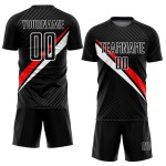 Fußball Sublimation Rot-Weiß Linien Jersey Schwarz Uniform Custom Diagonal