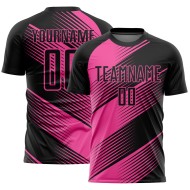 Benutzerdefinierte schwarze Linie Trikot rosa Sublimation Uniform Fußball
