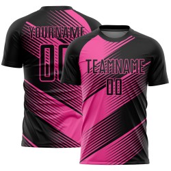 Benutzerdefinierte schwarze Linie Trikot rosa Sublimation Uniform Fußball