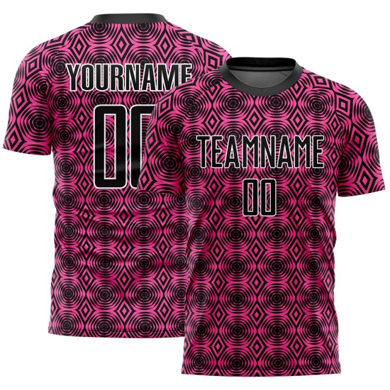 Formen Jersey Custom Fußball Geometrische Sublimation Rosa Schwarz-Weiß Uniform