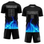 Benutzerdefinierte Uniform Weiß Fußball Sublimation Jersey Flamme Schwarz