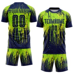 Gelb Neon Uniform Navy-Neon Grün Jersey Fußball Custom Sublimation