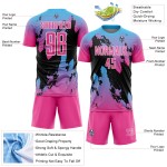 Benutzerdefinierte Jersey Sky Splash Pink Uniform Blau-Schwarz Fußball Sublimation