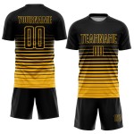 Uniform Custom Gold Sublimation Fußball Jersey Schwarz Nadelstreifen Verblassen Mode