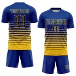 Uniform Nadelstreifen verblassen benutzerdefinierte Royal Yellow Fashion Fußball Jersey Sublimation