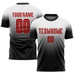 Weiß Rot-Schwarz Fußball Sublimation Mode Custom Fade Uniform Jersey