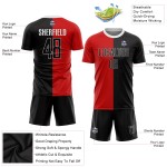 Sublimationstrikot Fußball Custom Fashion Uniform Split Schwarz-Weiß Rot