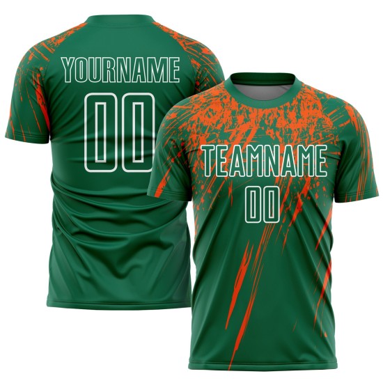 Jersey Kelly Sublimation Custom Orange-Weiß Fußball Grün Uniform
