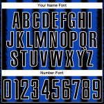 Benutzerdefinierte blau-weiße Trikotlinie Thunder Uniform Sublimation Schwarz Fußball