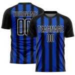 Benutzerdefinierte blau-weiße Trikotlinie Thunder Uniform Sublimation Schwarz Fußball