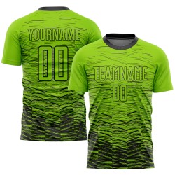 Sublimation Schwarzes Trikot Benutzerdefinierte Uniform Grün Neon Fußball