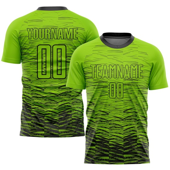 Sublimation Schwarzes Trikot Benutzerdefinierte Uniform Grün Neon Fußball