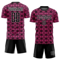 Formen Jersey Custom Fußball Geometrische Sublimation Rosa Schwarz-Weiß Uniform