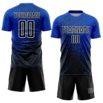 Kunst Custom Uniform Blau Sublimation Thunder Schwarz-Weiß Abstrakte Fußball Jersey Fragment