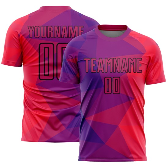 Lila Fußball Formen Rot-Schwarz Jersey Uniform Geometrische Sublimation Custom