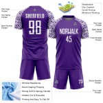 Sublimationsuniform, geometrisches weißes Fußball-Form-Lila-Custom-Trikot
