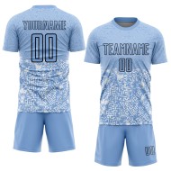 Blau Fußball Custom Geometrische Formen Sublimation Uniform Schwarz Licht Jersey