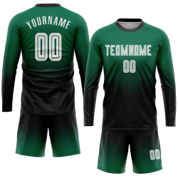 Fade Green Fashion Langarm-Trikot für Fußball-Sublimationstrikots in Weiß und Schwarz, benutzerdefinierte Uniform