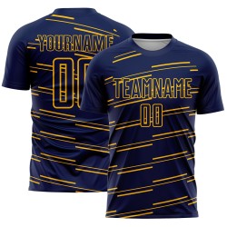 Linien Gelb Sublimation Uniform Jersey Navy Custom Fußball