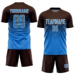 Braune Uniform Blau-Creme Fußball Sublimation Jersey Pulver Custom