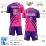 Sublimationslinien Lila-Weiß Fußball Rosa Uniform Curve Custom Jersey