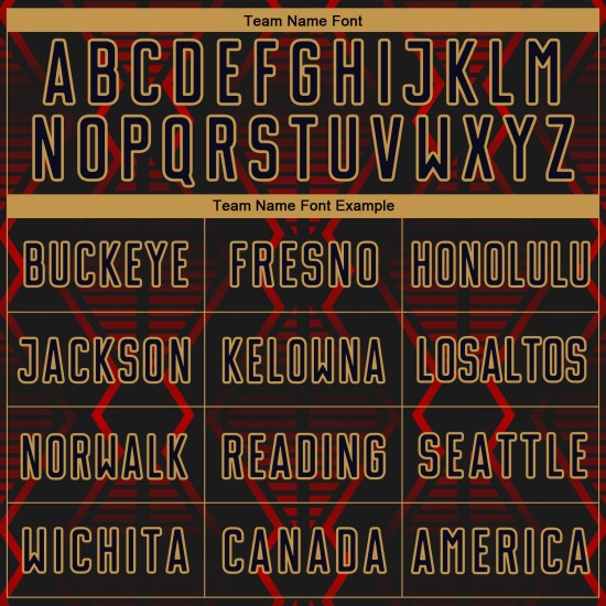 Formen Fußball Rot-Alt Sublimation Gold Jersey Schwarz Benutzerdefinierte Geometrische Uniform