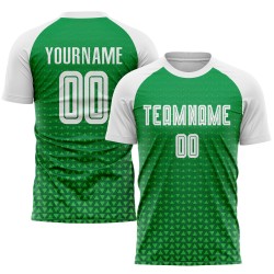 Grüne Uniform Weiß Fußball Jersey Kelly Sublimation Custom