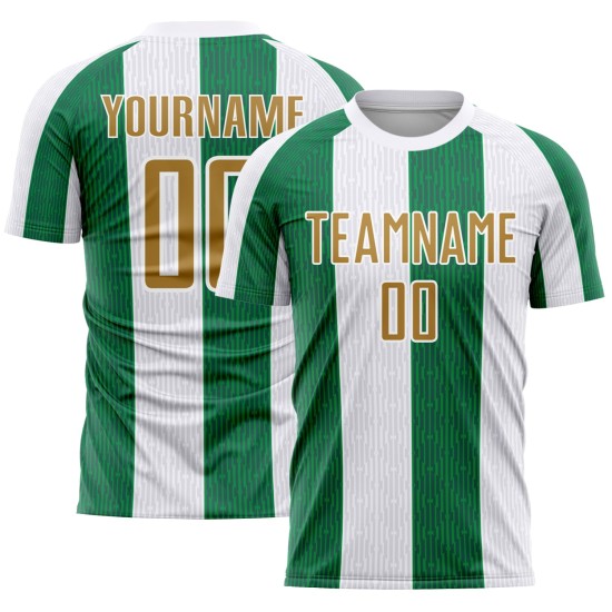 Sublimation Alte Uniform Custom Weiß Gold-Kelly Green Jersey Fußball