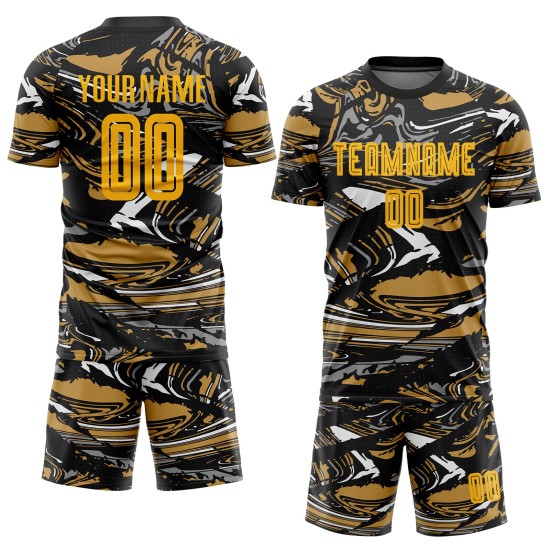 Abbildung Gold-Alte Uniform Sublimation Custom Fußball Jersey Gold