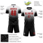 Weiß Rot-Schwarz Fußball Sublimation Mode Custom Fade Uniform Jersey