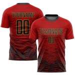Rot Fußball Sublimation Custom Jersey Uniform Gold Schwarz-Old