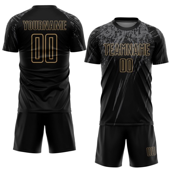 Gold-Grau Schwarz Jersey Fußball Sublimation Alte Custom Uniform