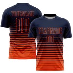 Benutzerdefinierte Uniform Navy Fashion Fade Orange Nadelstreifen Fußball Sublimation Jersey