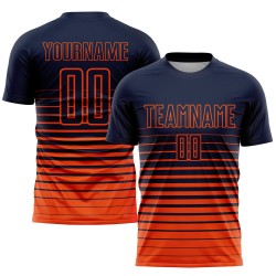 Benutzerdefinierte Uniform Navy Fashion Fade Orange Nadelstreifen Fußball Sublimation Jersey