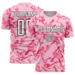 Benutzerdefinierte geometrische Sublimation Uniform Jersey Licht Fußball Muster Schwarz-Pink Abstrakt Rosa