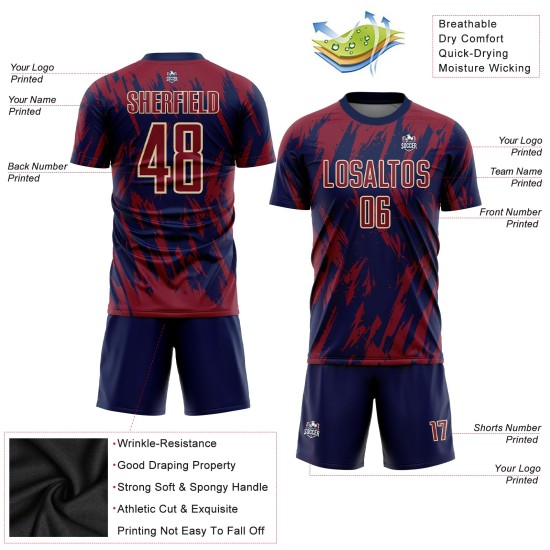 Creme Jersey Crimson Navy-City Uniform Fußball Custom Sublimation