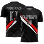 Fußball Sublimation Rot-Weiß Linien Jersey Schwarz Uniform Custom Diagonal