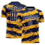 Uniform Fußballtrikot Marineblau Gold-Weiß Sublimation Splash Custom