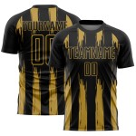 Schwarz Gold Uniform Custom Jersey Fußball Alte Streifen Sublimation Abstrakt