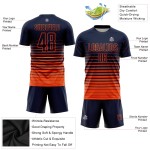 Benutzerdefinierte Uniform Navy Fashion Fade Orange Nadelstreifen Fußball Sublimation Jersey