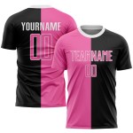 Mode Custom Fußball Split Pink-Weiß Jersey Uniform Schwarz Sublimation
